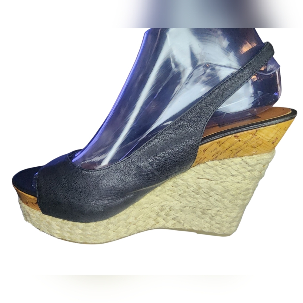 Dolce Vita Leather Slingback Espadrille Platform Wedges, Womens 8.5 - Picture 5 of 9
